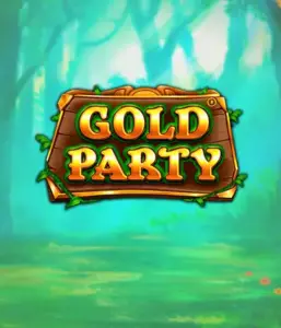 Discover the magical forest of Gold Party slot by Pragmatic Play, highlighting a rustically styled wooden sign adorned with golden letters. The background features a misty green forest that adds a sense of mystery to the overall ambiance. Ideal for players who love nature-themed slots, providing a whimsical gaming experience. 